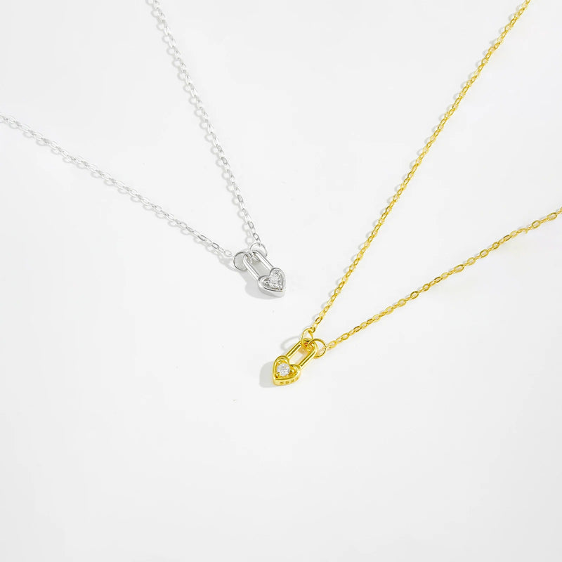 Sterling Silver Heart Padlock Necklace