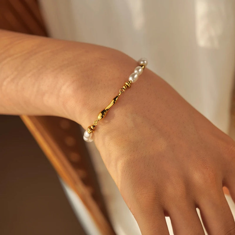 18K Gold Plated Pearl Water Drop Bracelet