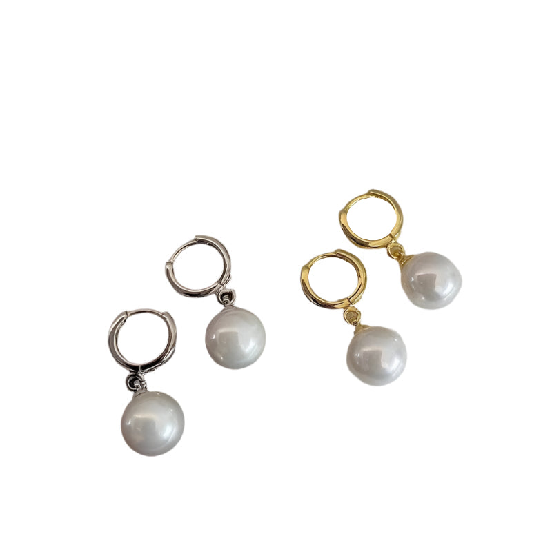 Pearl Drop Hoop Earrings