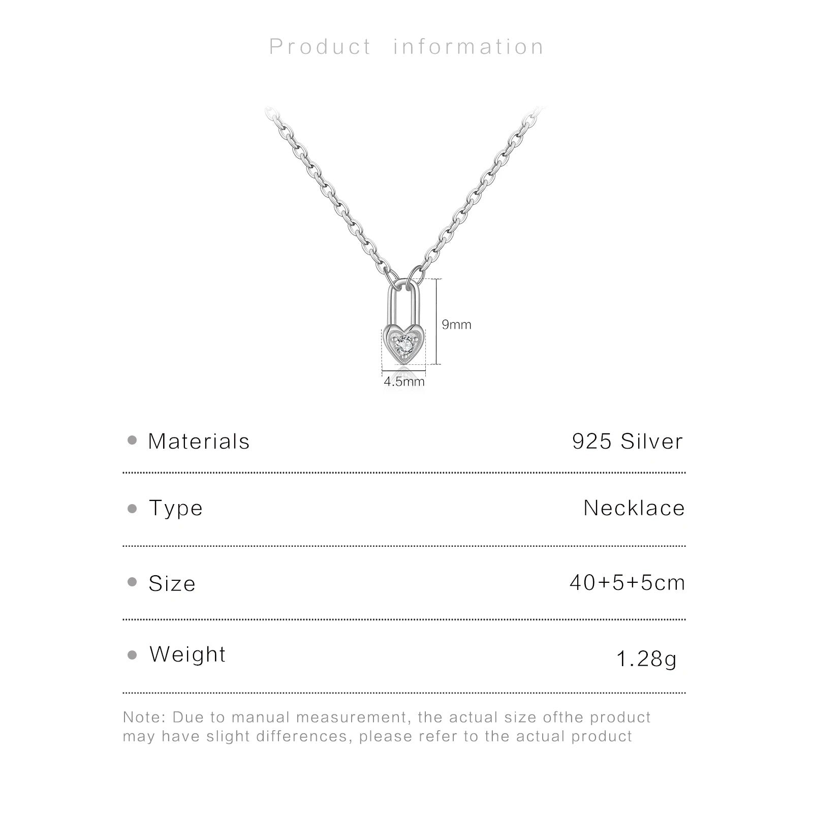 Sterling Silver Heart Padlock Necklace