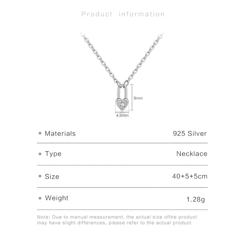 Sterling Silver Heart Padlock Necklace