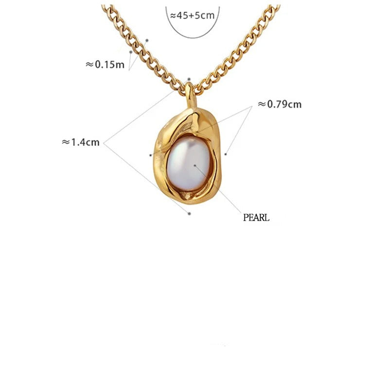 Gold-Plated Pearl Pendant Necklace