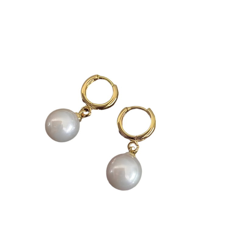 Pearl Drop Hoop Earrings