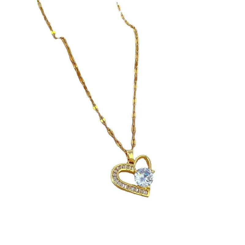 Asymmetrical Heart Pendant Necklace