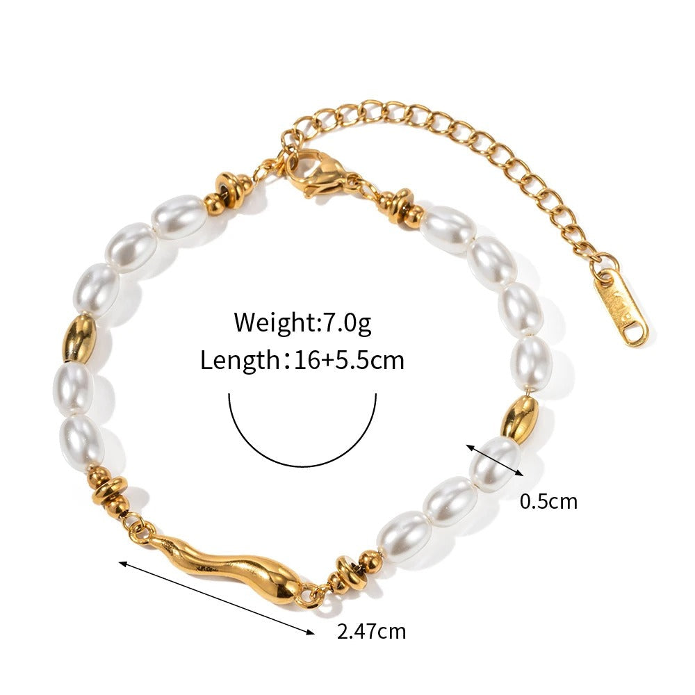 18K Gold Plated Pearl Water Drop Bracelet