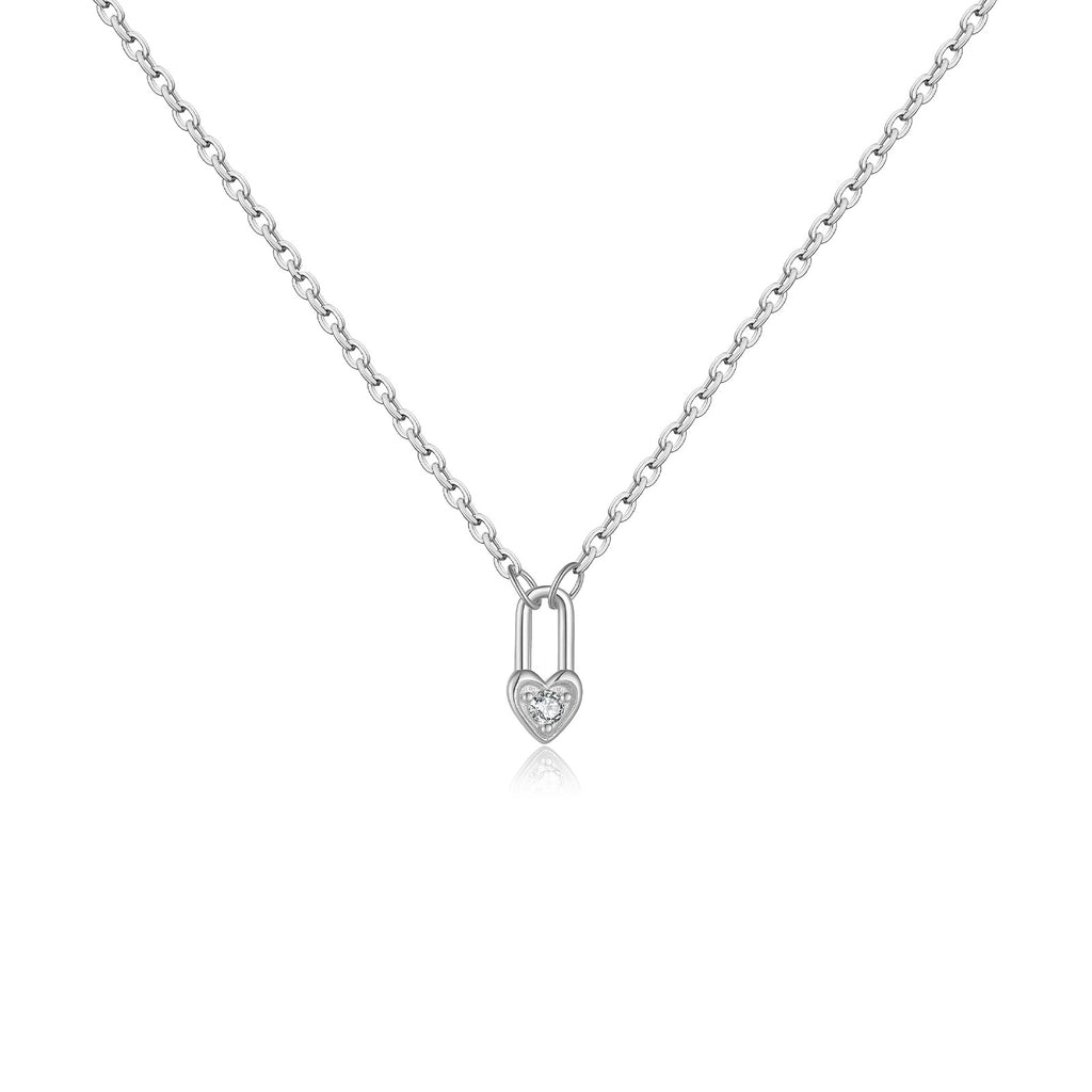 Sterling Silver Heart Padlock Necklace