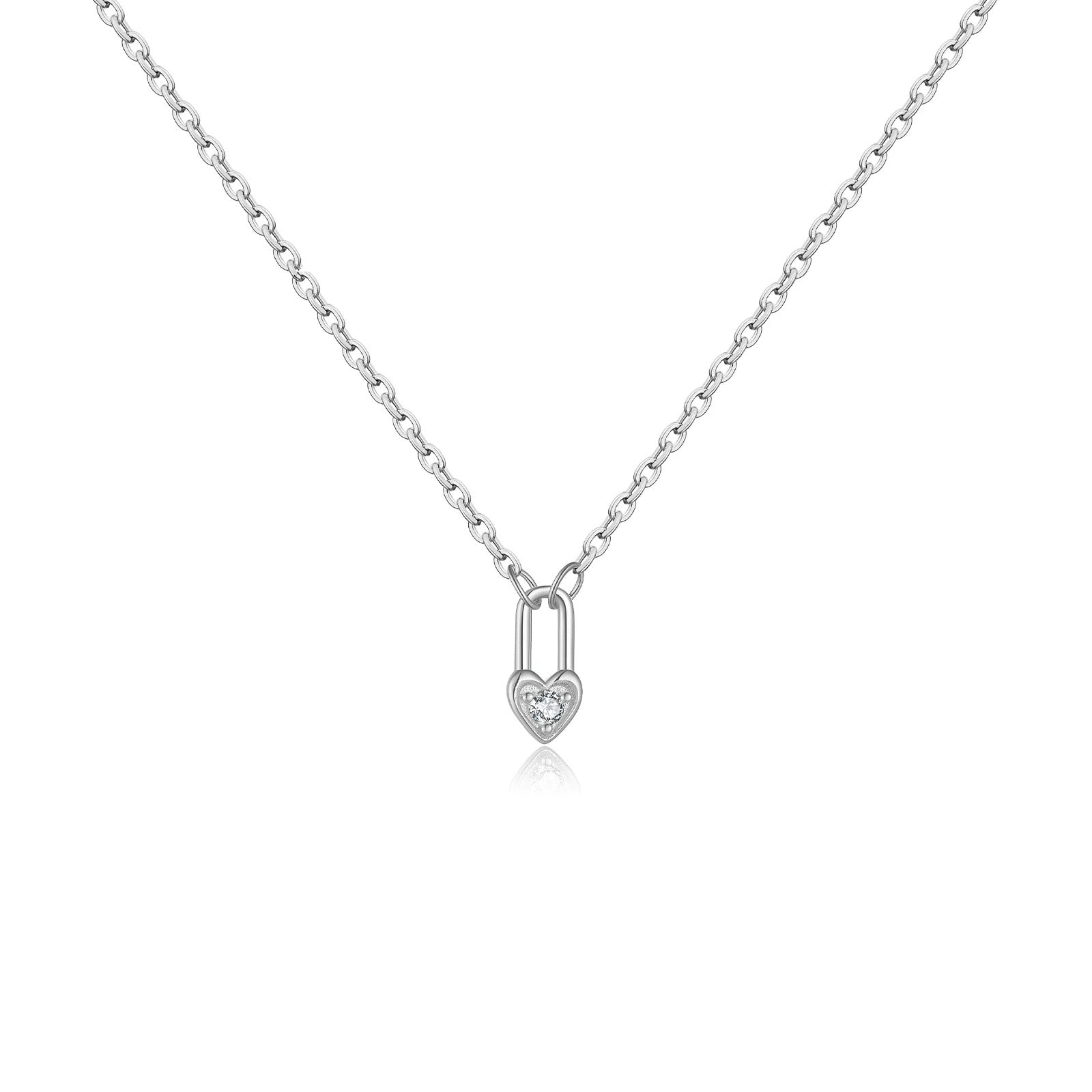 Sterling Silver Heart Padlock Necklace