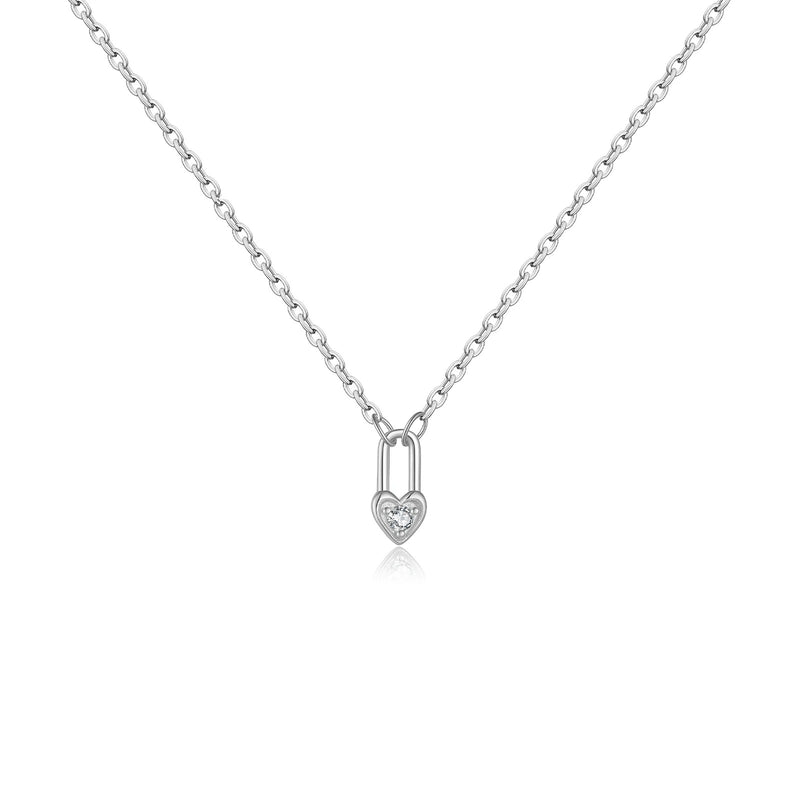 Sterling Silver Heart Padlock Necklace