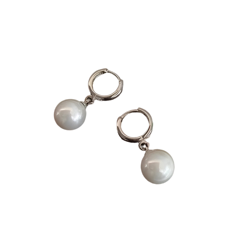 Pearl Drop Hoop Earrings