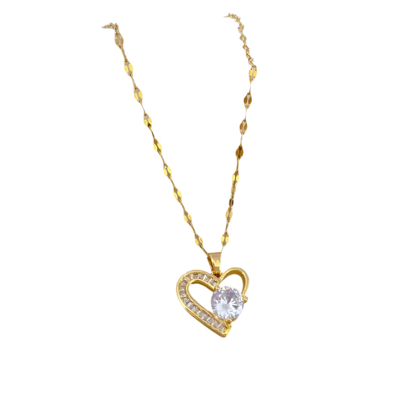 Asymmetrical Heart Pendant Necklace