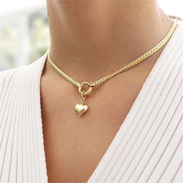 Gold-Plated Heart Pendant Necklace