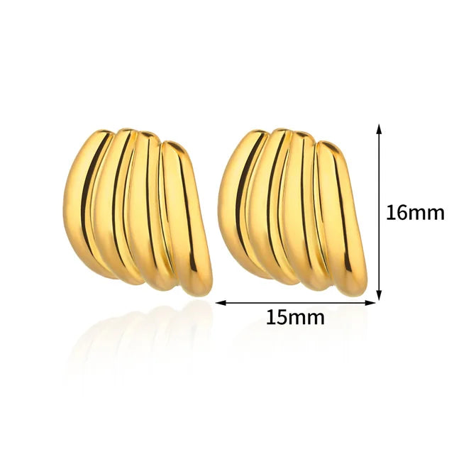 Retro Stripe Gold Earrings